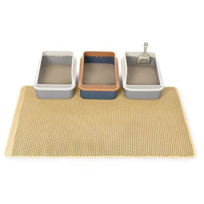 GRELY XXL 47''X 36'' Supper Large Cat Litter Box Mat,2 Layer Litter Mat for Indoor Cats,Rug for Pet Kitty,Litter Trapping Mats,Waterproof Urine Proof,Non-Slip - color: Khaki Xxl47"x36"