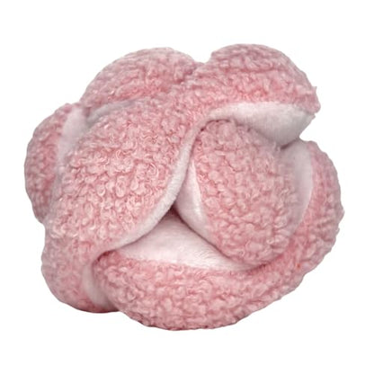 Glory To Dog Pink Snuffle Knot Interactive Dog Toy 4” Puzzle Ball with 8 Squeakers & Crinkle – Treat Hiding Enrichment Toy for Puppy & Small Breed Dogs – Durable Plush Sensory Play & Stimulation - color: Pink