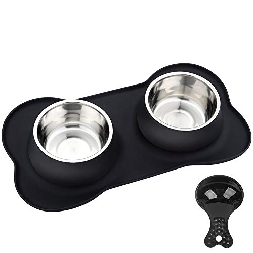 URPOWER Dog Bowls Stainless Steel Dog Bowl with No Spill Non-Skid Silicone Mat 53 oz Feeder Bowls Pet Bowl for Dogs Cats and Pets