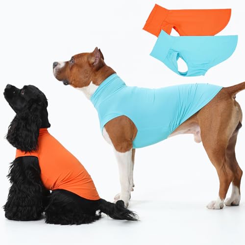 2Pack Dog Shirts, Breathable Dog Cooling Shirt For Large Dogs, Sun Protection Dogs Cooling Vest Tank Tops, Lightweight Soft Stretchy Sun Shirts, Sleeveless Summer Pet Clothes - Orange+ Blue 3XL - color: Orange+Blue, size: Xxx-large