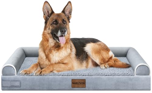 Large Dog Bed Orthopedic Washable: Extra Large Sized Beds for Jumbo Dogs Egg Crate Foam Sofa Couch Waterproof Removable Cover - color: Light Grey, size: 48.0"l X 33.0"w X 6.5"th
