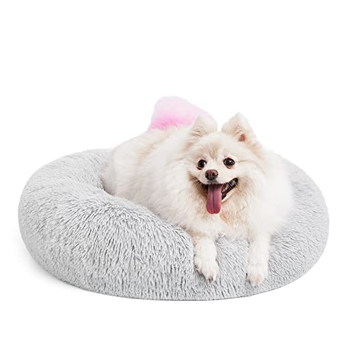 MIXJOY Orthopedic Dog Bed Comfortable Donut Cuddler Round Pet Beds Ultra Soft Washable Dog and Cat Cushion (20''/23''/30'') (23'', Grey) - color: Grey, size: S(23’’x 23’’)