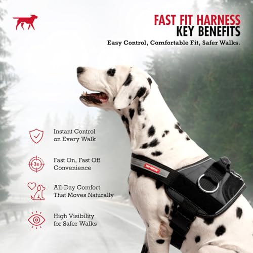 Tuff Pupper Fast Fit Harness for Extra Small Dogs | No Pull No Choke, Escape-Proof | Rugged Padded Breathable Vest | Traffic Control Handle | 3 Leash Clips | Reflective Trim | Easy On Off (XS, Grey) - color: Charcoal Grey, size: X-Small (Chest 16.5-20 Inc