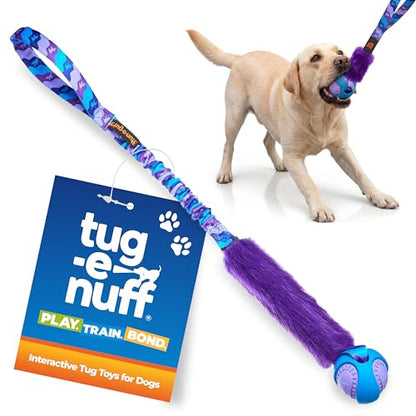 Tug-E-Nuff Fauxtastic PowerBall Bungee, Durable, Faux-Fur Fetch & Tug of War Dog Toy with Rubber Ball, Interactive Dog Tug Toys for Training Small, Medium, Large Dogs, 25 in, Purple Pattern - color: Purple
