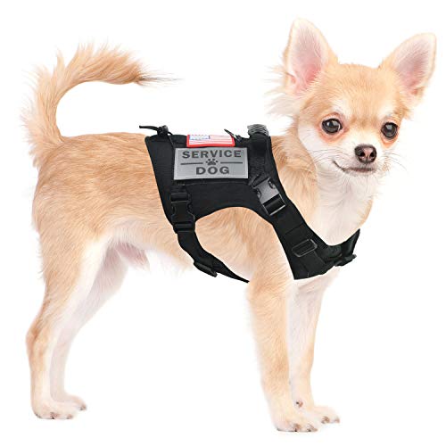 Tactical Service Dog Harness Vest,K9 Adjustable Work Water-Resistant Military Comfortable Molle Handle with Extenrder Strap (S, Black) - color: Black, size: Small (Pack of 1)
