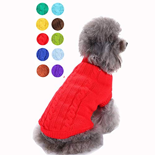Classic Turtleneck Pet Sweater - Warm Dog & Cat Coat for Small, Medium & Large Dogs - Cute Winter Christmas Sweaters for Girls & Boys - color: Red, size: XX-Small