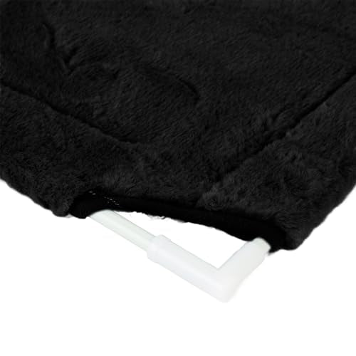 Cat Window Bed with Suction Cup, 33 Lbs Load Capacity, 19.2x12 Inches, Warm Plush, Single Layer, Sturdy Mesh and Fiberglass Rods, for Indoor Cats (Black) - color: Black