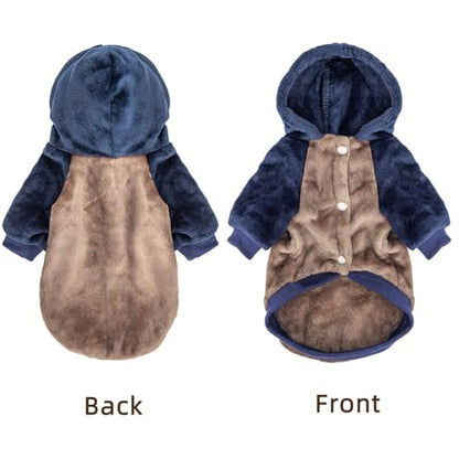 FabriCastle Dog Hoodie Sweater for Small Dogs Boy and Girl, Dog Clothes S XS XXS Puppy Sweatshirt, Pet Outfit, Cat Clothing Super Soft Warm Snap On Closure (Khaki-Navy, XX-Small) - color: Khaki-Navy, size: XX-Small