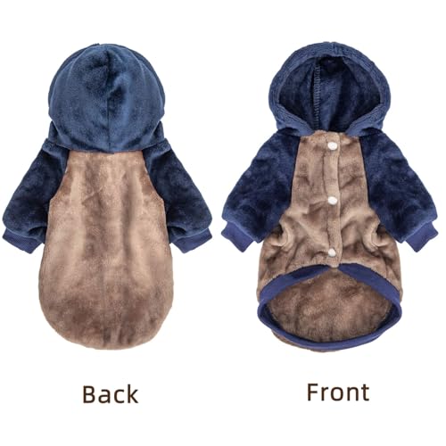 FabriCastle Dog Hoodie Sweater for Small Dogs Boy and Girl, Dog Clothes S XS XXS Puppy Sweatshirt, Pet Outfit, Cat Clothing Super Soft Warm Snap On Closure (Khaki-Navy, X-Small) - color: Khaki-Navy, size: X-Small