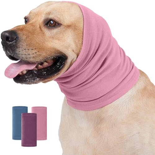Nanaki Dog Calming Hoodie Ear Wraps for Dogs, Fireworks Ear Protection Head Muffs Doggy Warp Anxiety Relief, Doggy Hematoma Wrap, Pet Head Cover for Grooming and Force Drying Bathing Pet Protector - color: DustyPink, size: Medium