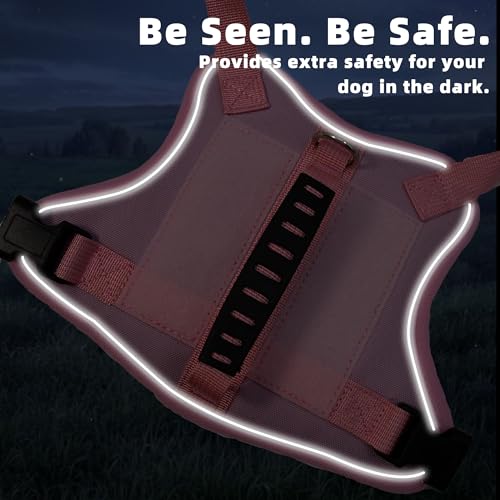 AIITLE Small Dog Harness No Pull, Reflective Adjustable Vest with Handle, No Choke Design, Dual Metal Leash Clips for Walking Training Running Camping, Small Medium Breeds - Pink S - color: Pink, size: S
