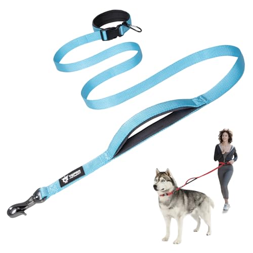 TSPRO Hands Free Dog Leash for Medium to Large Dogs, Adjustable Durable Leash with Comfortable Safety Padded Handle, Heavy Duty Metal Clasp for Walking, Running, Training (Tactical Blue) - color: Tactical Blue, size: for Medium to Large Dogs