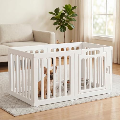 Dog Playpen with Door, Portable Large Puppy Playpen for Indoor & Outdoor Use, Tool-Free Assembly Modern Pet Play Pen for Dogs, Cats & Small Animals - color: 6 Panels - 40"L x 20"W x 24"H