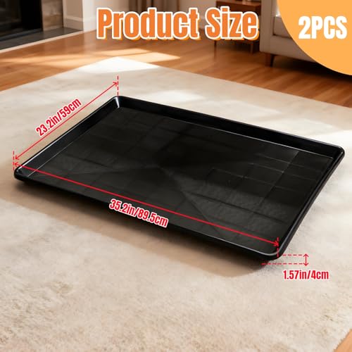 2 Pack Dog Crate Tray, 35.2" L x 23.2" W ChewProof Replacement Pan for Dog Crate, Large Plastic Bottom Pan Liner Drip Trays Pan for Pet Crates Kennels