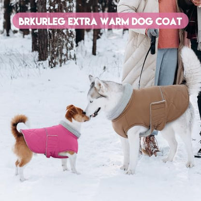 BRKURLEG Dog Winter Jacket, Warm Dog Winter Coats for Small and Medium Large Dogs, Reflective Adjustable Pet Cold Weather Coats, Waterproof Dogs Snow Jacket Clothes Fleece Vest (XS, Rose Red) - color: Rose Red, size: X-Small