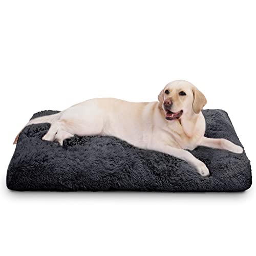 Vonabem Large Dog Bed XL, Washable Dogs Crate Pad 42 Inch, Plush Soft Pet Mats for Sleeping, Anti Slip Kennel Pads 41 * 27 inch Dark Grey - color: Dark Grey, size: 41.0"L x 27.0"W x 2.0"Th