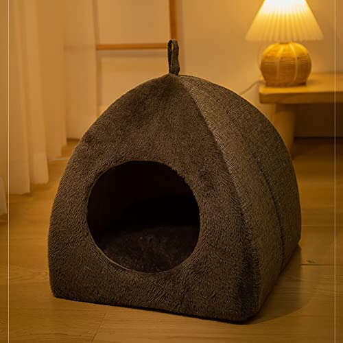Eforcase Cat Cave Tent Bed - Foldable Covered House for Indoor Cats featuring Removable Cushion Pad - size: Medium