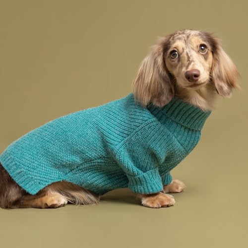 Fitwarm Turtleneck Dog Knitted Sweater, Thermal Winter Clothes for Small Dogs - Boy, Girl, Doggy Pullover Jumper, Pet Outfit, Teal Blue, XS - color: Steel Blue, size: X-Small