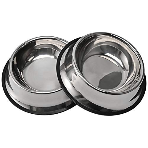 2Packs Stainless Steel Dog Bowl with Anti-Skid Rubber Base for Small/Medium/Large Pet, Perfect Dish, Pets Feeder and Water Choice Puppy Cat Kitten (8oz) - size: 8oz