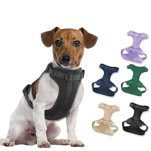 No Pull Lightweight Dog Harness: Adjustable Breathable Pet Vest Harness with Soft & Comfortable Cushion for Small Medium Large Dogs (Medium, Black) - color: Black, size: M:Neck=11.81"-18.11"/Chest=18.11"-27.95"