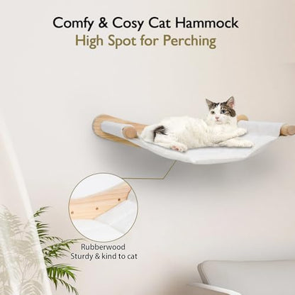 Heavy Duty Wooden Wall Mounted Cat Hammock - 21 * 18 in for Extra Large Indoor Cats 30 Lbs
