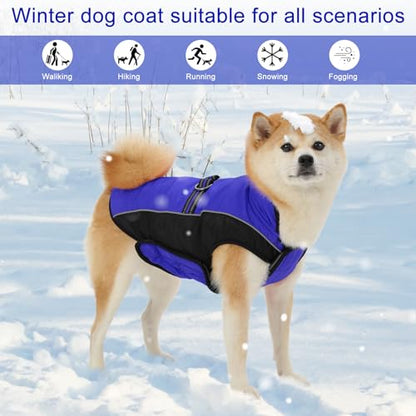 Dog Coat, Water-Resistant Dog Clothes, Warm Fleece Lining Dogs Coats, Winter Windproof Dogs Jackets with Reflective, Pet Vest for Small Medium Large Pets - 1 PCS - color: Dark Blue, size: S ( 7-15 LB | 12.59"Neck Girth )