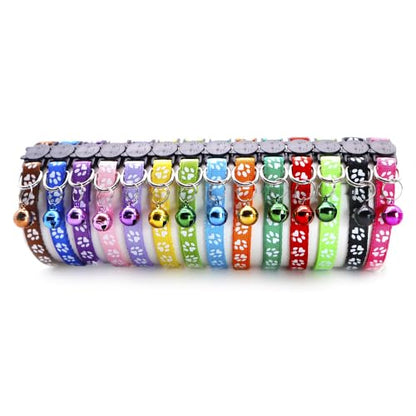 Reflective Cat Collars Breakaway with Bell 2-Pack Girl Boy Pet Kitten Collar with Star Moon Patetrn Adjustable 7.5-12.5 Inch (Brown) - color: Brown