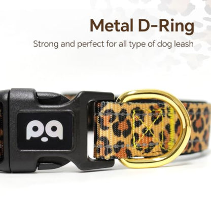 QQPETS Reflective Dog Collar with Soft Neoprene Padded Breathable Nylon Pet Collar Adjustable for Small Medium Large Dogs - color: Leopard print, size: S