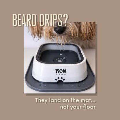 No Spill Dog Water Bowl with Silicone Mat - Spill Proof Slow Drinking Bowl for Home, Car & Travel - Mess-Free Water Bowl for Dogs