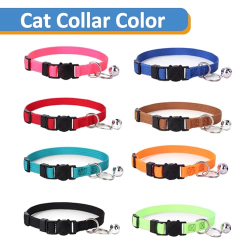Personalized Cat Collars, Embroidered with Pet Name and Phone Number, Adjustable Nylon Breakaway Safety Release Buckle ID Collar,Custom Text with Bell for Cat or Kitten,Teal - color: Teal