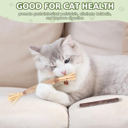 WOUSEDO 6 Pack Silvervine Sticks Cat Toy, Natural Chew Stick for Dental Care Teeth Cleaning,Matatabi Cat nip Treat Toys for Indoor Cats& Kittens - size: 6 PACK