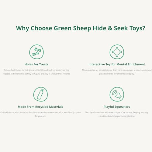 Green Sheep Hide & Seek Toy for Dogs, Durable Plush Squeaky Dog Toys with Recycle Cotton Rope, Interactive Chew Toy for Small to Large Dogs, Tough Pet Toys to Keep Them Busy