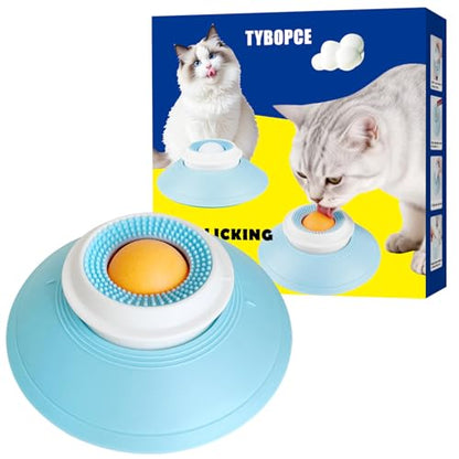 Slow Feeder cat Bowl, Interactive Licking Bowl for Wet & Liquid Food, Cat Puzzle Feeder, Non-Slip Cat Food Bowl for Slow Eating, Anxiety Relief Cat Slow Feeder Bowl （Yellow Ball） - color: Yellow