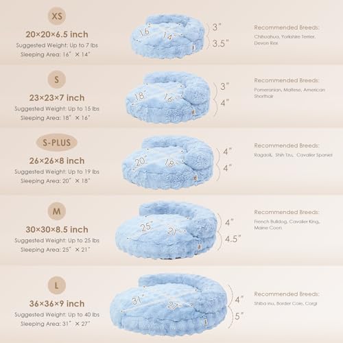 EHEYCIGA Dog Bed Medium Size Dog, Fluffy Small Dog Couch with Removable Washable Cover, Bolster Pet Sofa, Waterproof and Non-Slip, 30" x 30"x 8.5", Blue - color: Blue, size: 30"L x 30"W x 8.5"Th