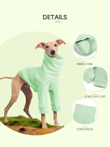 Dog Fleece Sweater Turtleneck Long Sleeve Pullover Sweatshirt Warm Puppy Clothes for Small Medium Dogs - color: Light Green, size: X-Large