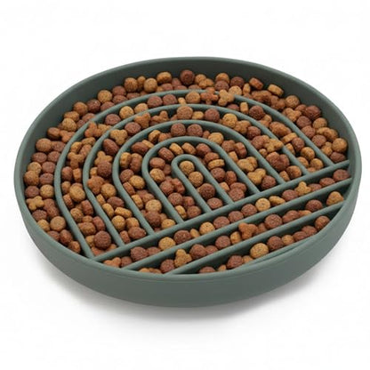 Should We Go? Slow Feeder for Dogs & Puppies, The Slowdown Bowl Silicone Slow Eating, Modern Lick Mat Design, Reduces Gulping, Fits 2.5 Cups, 9.5” Across x 1.5” Tall, Mealtime Challenge, Large-Spruce - color: Spruce - Rainbow Design, size: Large (9.5” Acr