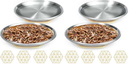 Stainless Steel Cat Dishes for Food and Water Bowls for Small and Medium Pets Relief of Whisker Fatigue -4 Sets Shallow Style (Pack of 2) - size: 13 ounce,4 sets (Pack of 2)