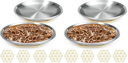 Stainless Steel Cat Dishes for Food and Water Bowls for Small and Medium Pets Relief of Whisker Fatigue -4 Sets Shallow Style (Pack of 2) - size: 13 ounce,4 sets (Pack of 2)