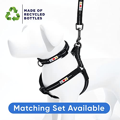 Pawtitas Recycled Dog Collar with Reflective Stitched Puppy Collar Made from Plastic Bottles Collected from Oceans Extra Small Black Sea - color: Recycled Black, size: X-Small (Pack of 1)