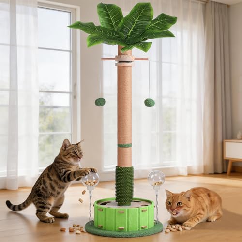 Cat Scratching Post, Sisal Tall Scratching Posts for Indoor Cats Adults with Cat Toys (40" Tall Large) - size: 40" Tall Large