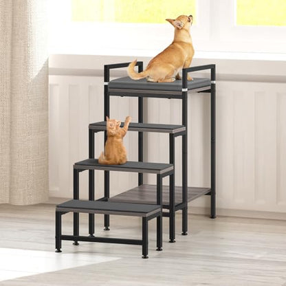 Dog Window Perch Dog Steps for High Beds and Couch, 22''H Non-Slip Stairs for Small Medium Cats, 4 Steps Pet Bunk Bed with Stair, Sturdy Frame