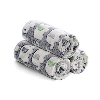 1 Pack 3 Blankets Super Soft Fluffy Premium Cute Elephant Pattern Pet Blanket Flannel Throw for Dog Puppy Cat Dark Grey Medium(30x20 inch) - color: Dark Grey, size: 30x20 inch (Pack of 3)