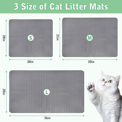 Cat Litter Mat 36" x 20" Waterproof Rubber Litter Box Mat Non-Slip & Soft Litter Trapping Mat Easy to Clean Kitty Litter Mat for Indoor Floor (Large) - size: L:36"×20"