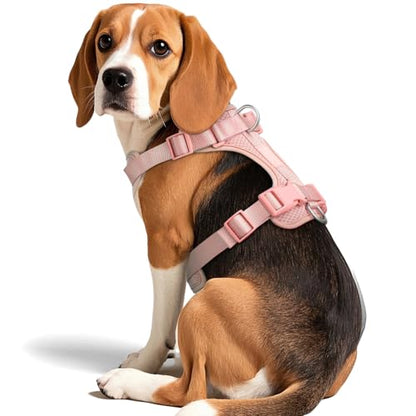 Dog Harness Medium Sized, Pet Vest with Front Clip, Adjustable Puppy Harness with 3 Fast Release Buckles[Easy to Put on & Take Off] (Pink, L) - color: Pink, size: L: Neck=20.5"-25"/Chest=17"-33"