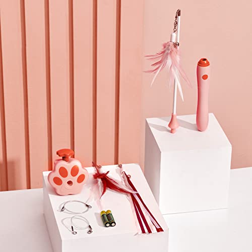 BEBOBLY 3-in-1 Retractable Cat Wand Toy for Indoor Cats - color: Pink