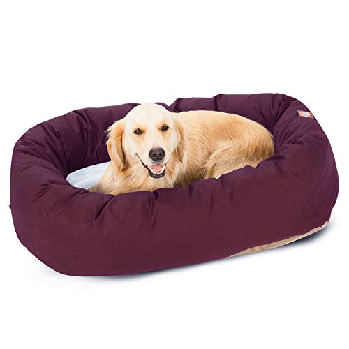 40 inch Burgundy & Sherpa Bagel Dog Bed By Majestic Pet Products - color: Burgundy