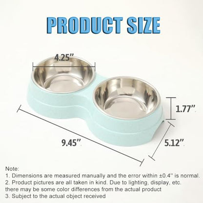 Double Cat Food Bowl -Stainless Steel Bowls with Easy-to-Clean Detachable Design, Non-Slip Base, Pet Feeder for Kittens and Medium Cats (Pink) - color: Pink