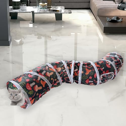 Sheldamy Cat Tunnel, S-2-Way Cat Tunnels for Indoor Cats, Collapsible Cat Play Tunnel, Interactive Toy Maze Cat House for Cats, Puppy, Kitty, Kitten, Rabbit - color: S-2 Way Mushroom