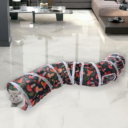 Sheldamy Cat Tunnel, S-2-Way Cat Tunnels for Indoor Cats, Collapsible Cat Play Tunnel, Interactive Toy Maze Cat House for Cats, Puppy, Kitty, Kitten, Rabbit - color: S-2 Way Mushroom