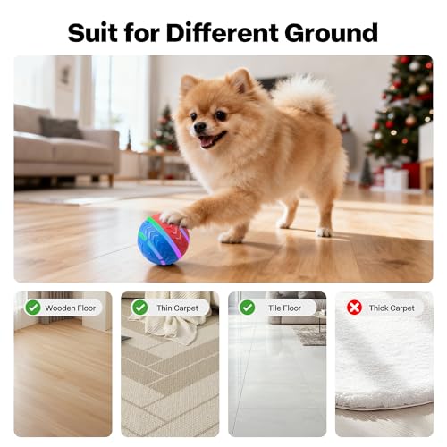 Pet Prime Interactive Dog Ball,Automatic Self Moving Dog Toys to Keep Them Busy,Rechargeable Motion Activated Rolling Ball with Lights for Small Medium and Large Dogs,2 Modes for Fun